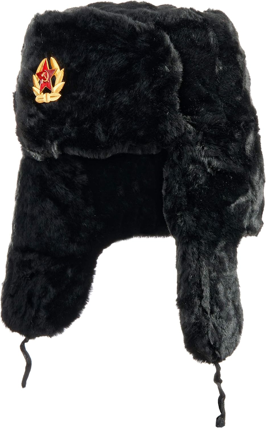 muaro 俄罗斯苏联*毛皮军事哥萨克 ushanka 冬帽 黑色 黑色//白色 62